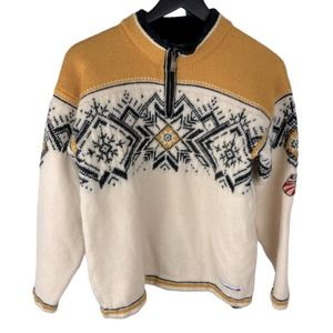 Dale of Norway Cream & Mustard Yellow Fair Isle Half-Zip Sweater